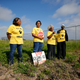 From left, Myrtle Felton, Sharon Lavigne, Gail LeBoeuf and Rita Cooper, members of RISE St. James, conduct a live stream video on property owned by Formosa in St. James Parish, Louisiana on Wednesday, March 11, 2020.